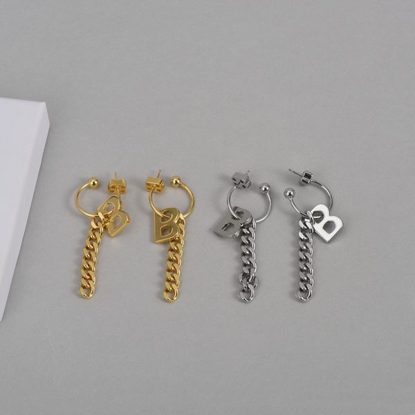 

design jewelry letter chain tassel detachable earrings 2021 net red personality gold plated earrings for women, Golden