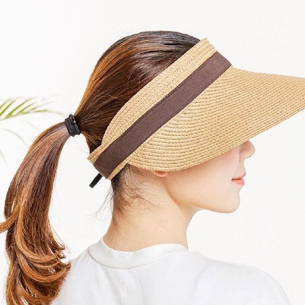 

wide brim hats women visor outdoor uv protection summer beach big bow straw sun hat for travel hiking, Blue;gray