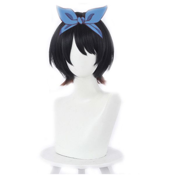 

sarashina ruka cosplay wig anime rent a girlfriend black brown short heat resistant synthetic hair carnival halloween party wigs