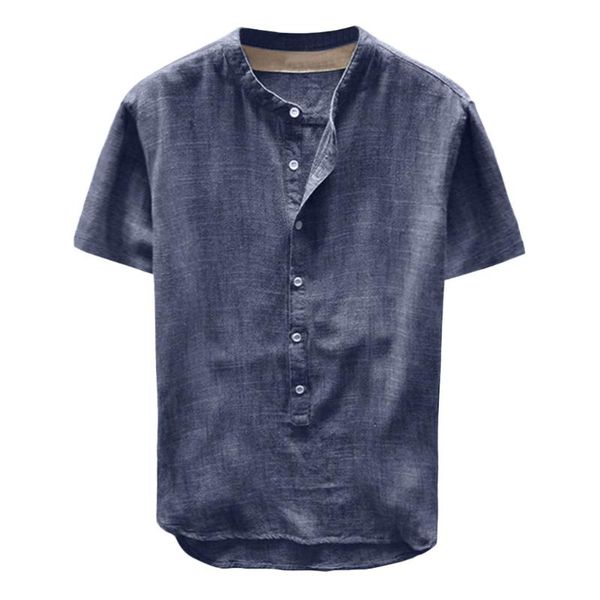 

men's casual shirts linen and cotton blouse summer button short sleeve fashion male clothing camisa masculina, White;black