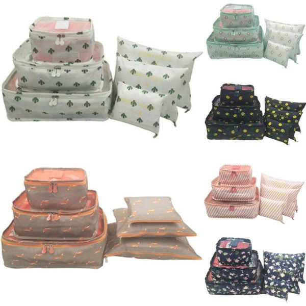 

duffel bags 6pcs travel storage bag waterproof clothes packing cube luggage organizer set print container zipper totes