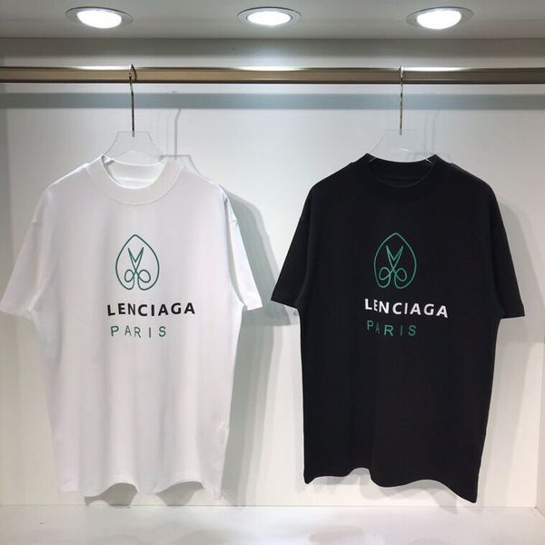 

2022ss spring new fashion round neck loose version printed t-shirt men's women's casual short sleeves color: black and white size:, Black;brown