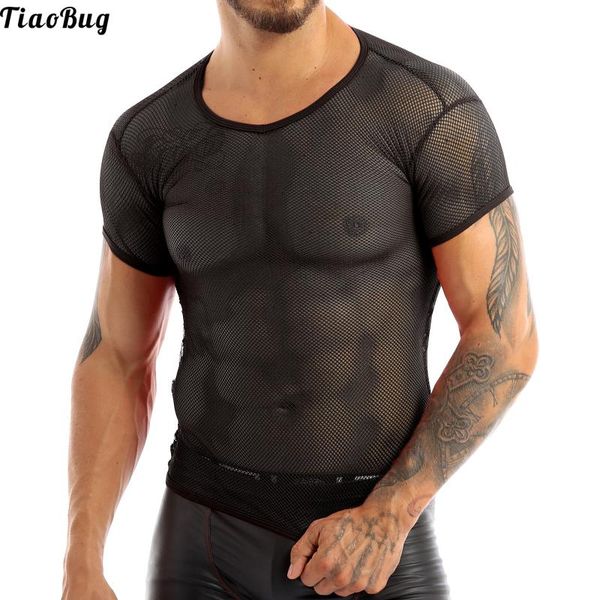 

running jerseys tiaobug summer mens mesh see through clubwear tank vest sport shirt for swimming hiking, Black;blue