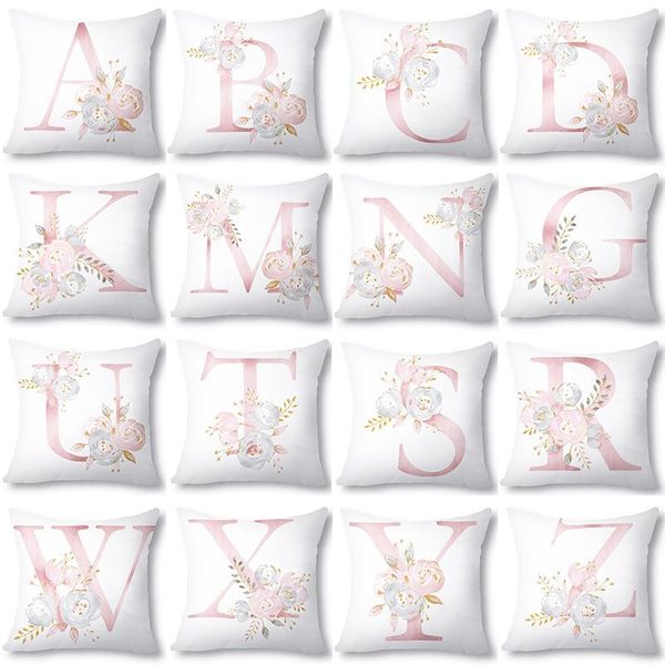 

pillow case 45*45cm square pillowcase cushion covers home decorative gold letter alphabet print polyester throw sofa cushions