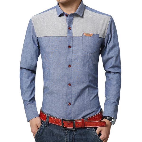 

Jucai men's autumn long sleeve shirt slim Korean youth cotton hemp splicing non iron men, White;black