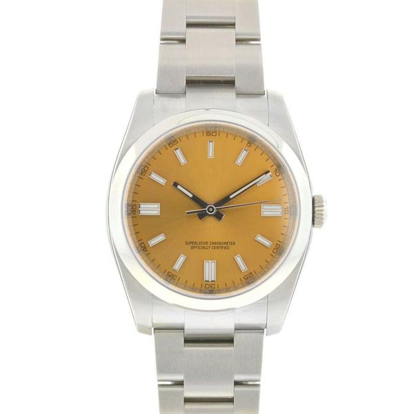 

wristwatches men stainless steel automatic mechanical sapphire 36mm red black watch, Slivery;brown