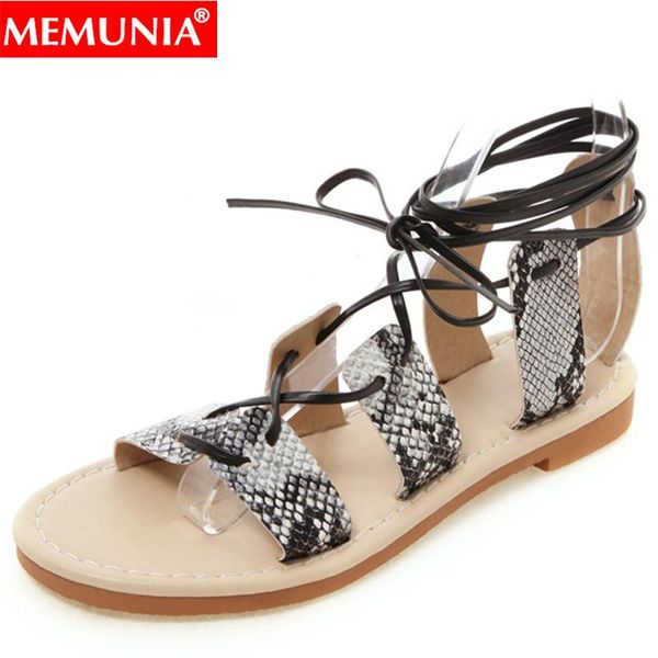 

plus size 34-47 summer sandals casual flat with ladies shoes lace up ankle strap leisure women 2021, Black