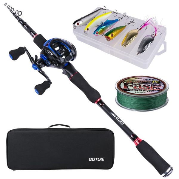 

rod reel combo goture fishing 2.1m 2.4m casting baitcasting kit for carp pike accessories
