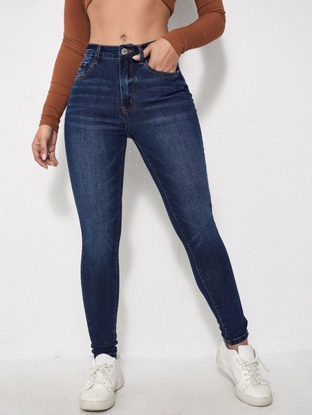 

high stretch skinny jeans r6fm#, Blue