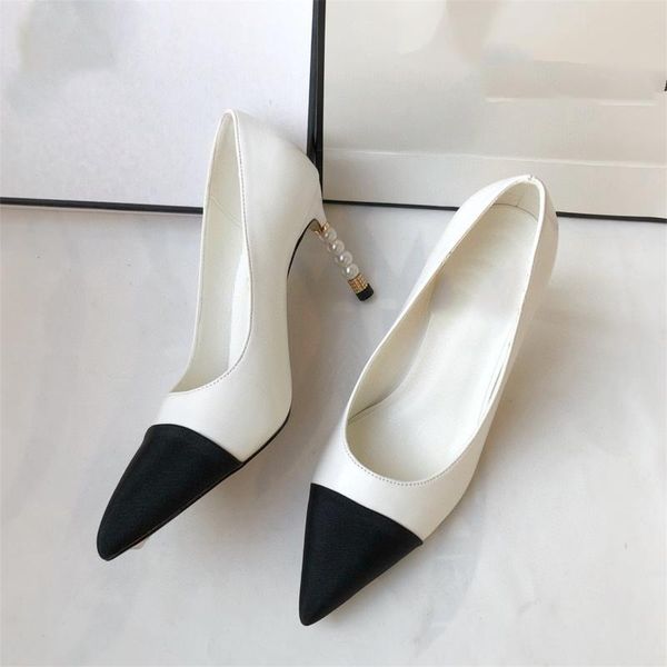 

dress shoes spring autumn women's pumps shallow pearl buckle simple versatile stiletto heel temperament women, Black