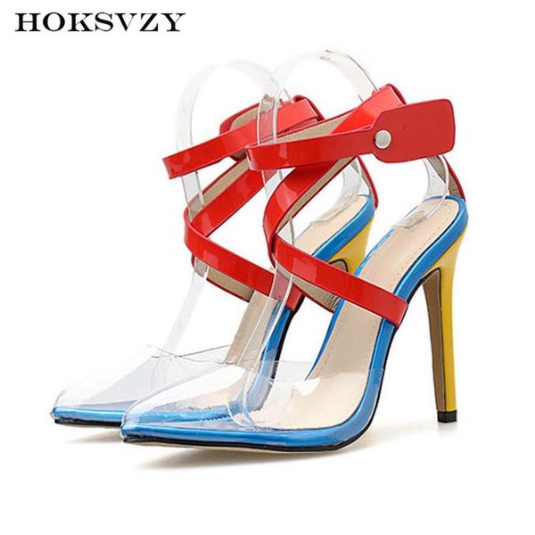 

women party sandals spring -style panel pointed 35 41 high-heel red cross lace, Black
