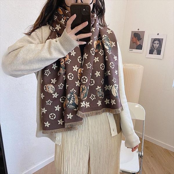 

scarves winter fashion design high-quality thick shawl 180*70 cashmere knitted scarf 2021 warm, Blue;gray