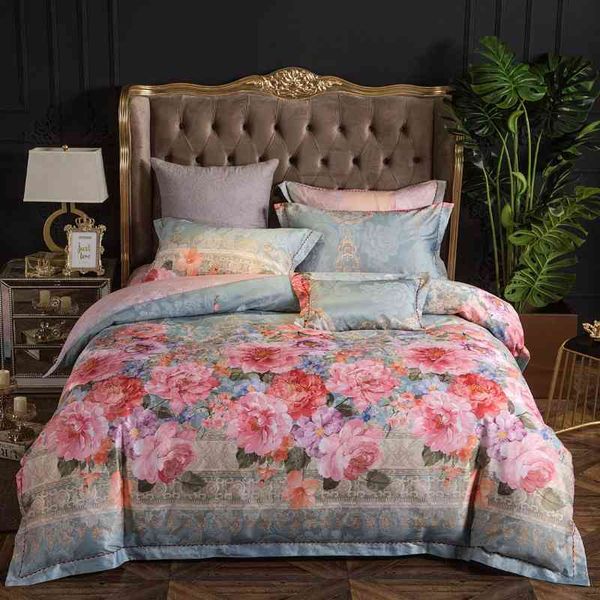 

floral cotton  king bedding sheet duvet cover bed set pillowcase ropa juego cama linge de lit