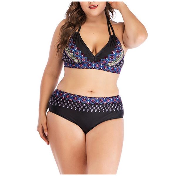 

two-piece suits 2021 summer plus size two pieces women's bikinis set printed big swimsuit large female swimming xl-5xl swimwear