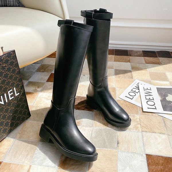 

boots fashion knee high women's winter hick heel long round slip on spring autumn shoes black white zipper boot1
