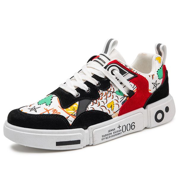 

dress shoes jumpmore men sneakers casual lovers personality graffiti fashion flat tenis masculino vulcanized size 39-44 4yh1, Black