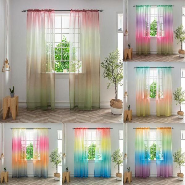 

curtain & drapes polyester unique color gradient blackout drape multi-color through rod for home