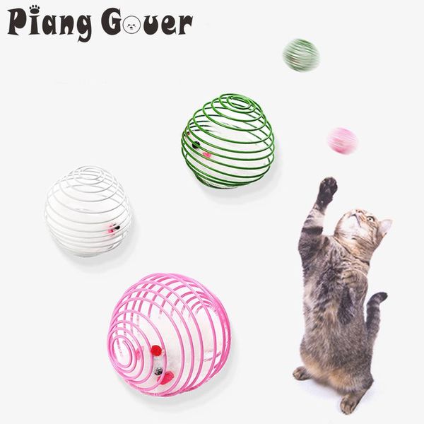 

cat toys 2pcs/lot pet spring ball toy mouse kitten playing cage cats