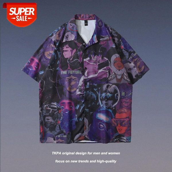 

tkpa japanese hip-hop vintage shirt male loose couple suit personality half-sleeved jacket #uj0y, White;black