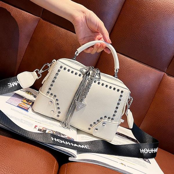 

evening bags luxury women brand handbags split leather sac femme boston shoulder crossbody purses tassel rivet fashion tote bag bolsos
