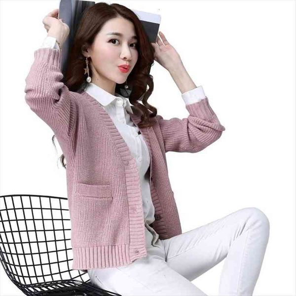 

women cardigan spring single button sweater long sleeve knitted coat fashion korean woman sweaters solid female pink black, White;black