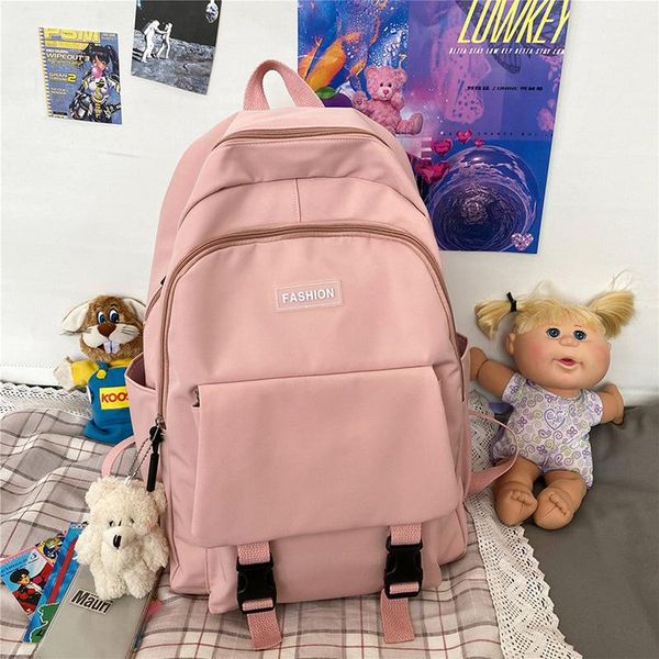 

harajuku school bags teenager girls backpack women pink nylon schoolbag 2021