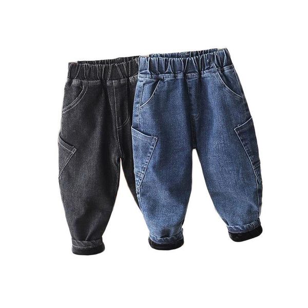 

spring autumn/winter girls kids boys pocket jeans comfortable cute baby clothes children clothing, Blue