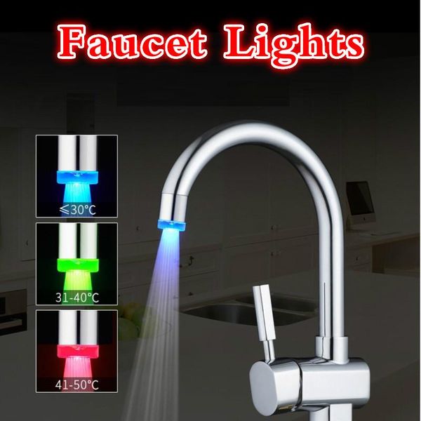 

kitchen faucets light-up luminous led water faucet shower tap basin nozzle bathroom heater thermostat blue 3/7 colors
