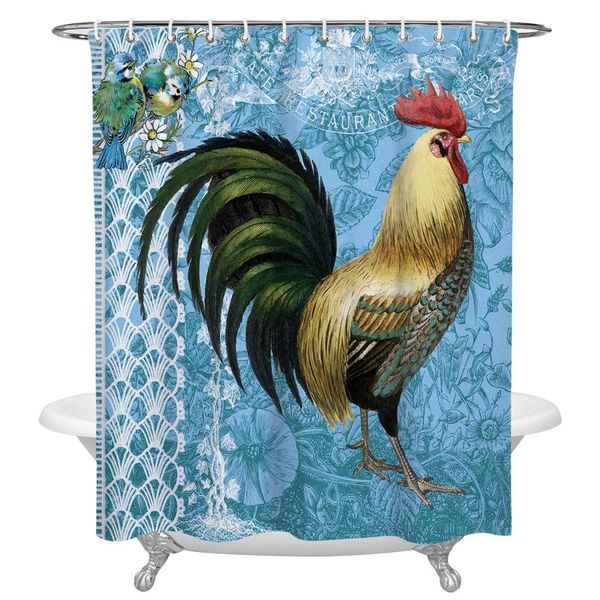 

shower curtains animal rooster vintage background waterproof retro bathroom decor curtain bath home