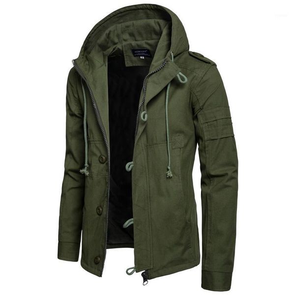 

fashion men's hooded cotton cardigan jacket zipper drawstring slim fit outers button coat jackets, Black;brown