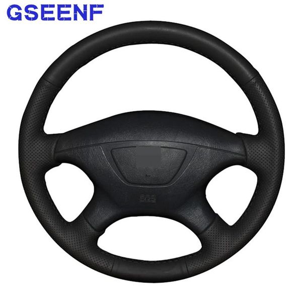 

steering wheel covers car cover hand-stitched comfortable black artificial leather non-slip for mitsubishi pajero sport 2004