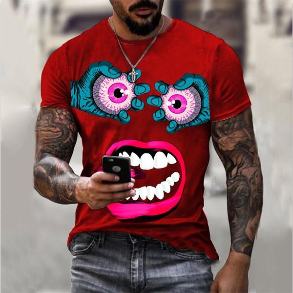 

men's t-shirts summer personality 3d printing t-shirt cartoon eyes funny expressions pattern for men handsome short sleeves man's, White;black