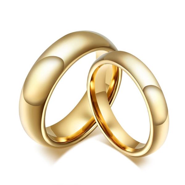 

wedding rings couples tungsten ring 4mm/6mm/8mm high polished gold plated domed anniversary engagement band for men women lovers', Slivery;golden