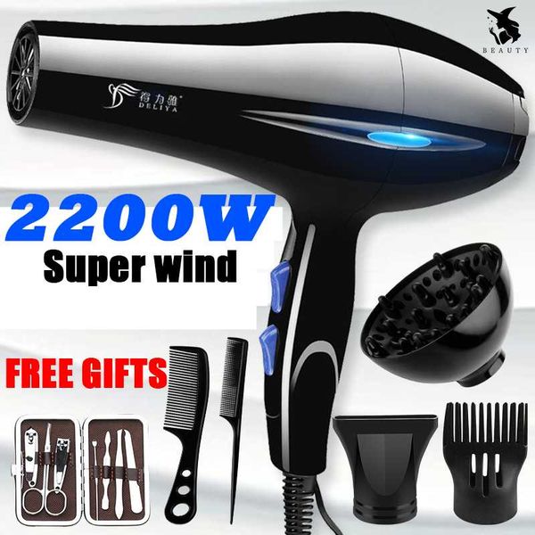 

electric hair brushes dryer professional with eu us plug 2200w 5 gear strong power blow hairdryer styling tools for salons and household