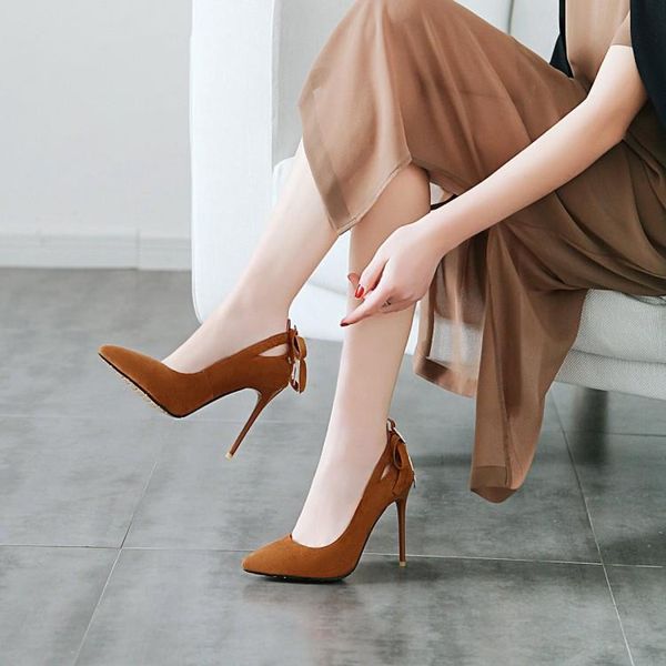 

dress shoes big size ladies high heels women woman pumps shallow mouth bow tip cover foot with thin heel, Black