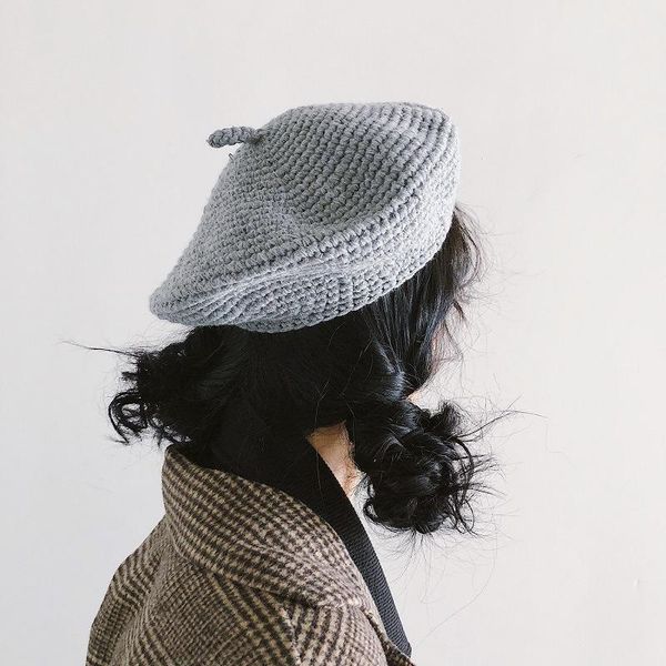 

beanies autumn winter art retro hmade beret woolen cap female cute painter