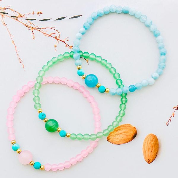 

beaded, strands bohemian natural stone bracelets for women sweet wild elastic adjustable crystal bracelet fashion jewelry accessories party, Black