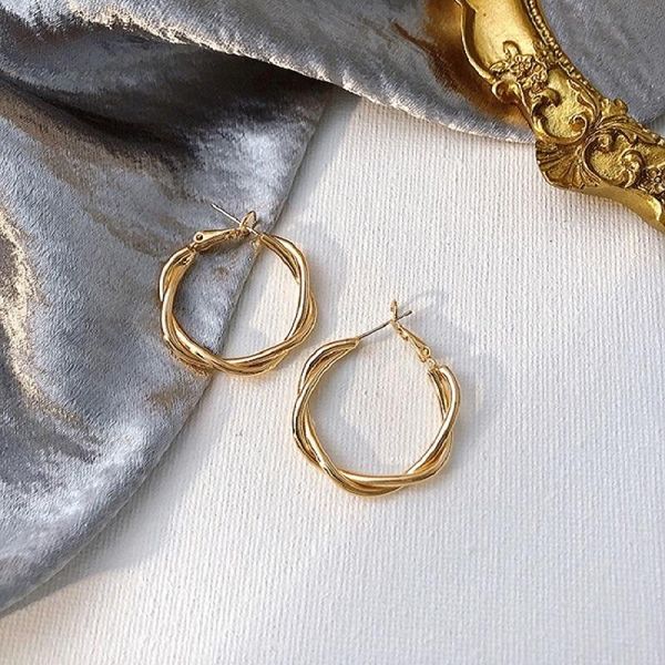 

hoop & huggie cross braided twist earrings simple niche erarrings cold wind korean temperament 2021, Golden;silver