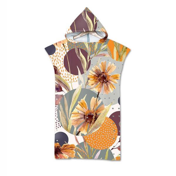 

towel microfiber quick drying beach hooded printed summer/leaf surf swimsuit poncho changing bathrobe cloak fitness bath towels