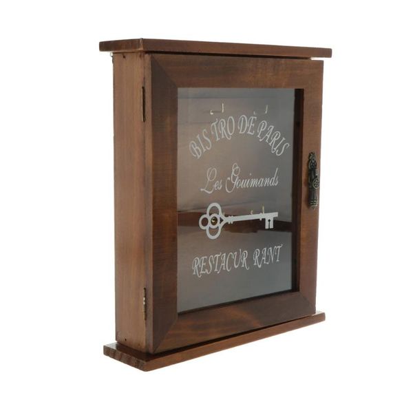 

hooks & rails wooden key cabinet wall mounted storage box pastoral style decorative for home el halfway kitchen rack lock