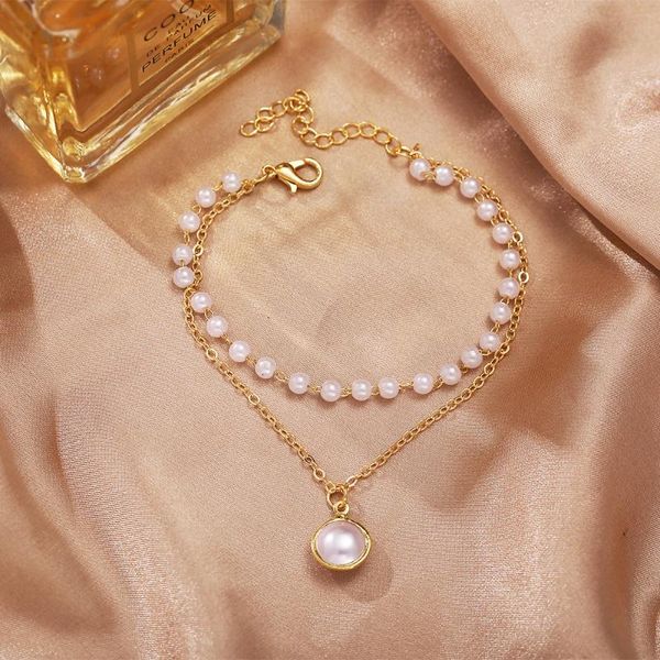 

bangle 2021 trendy double-layer pearl pendant bracelet for women simple personality temperament charm bracelets jewelry gift, Black