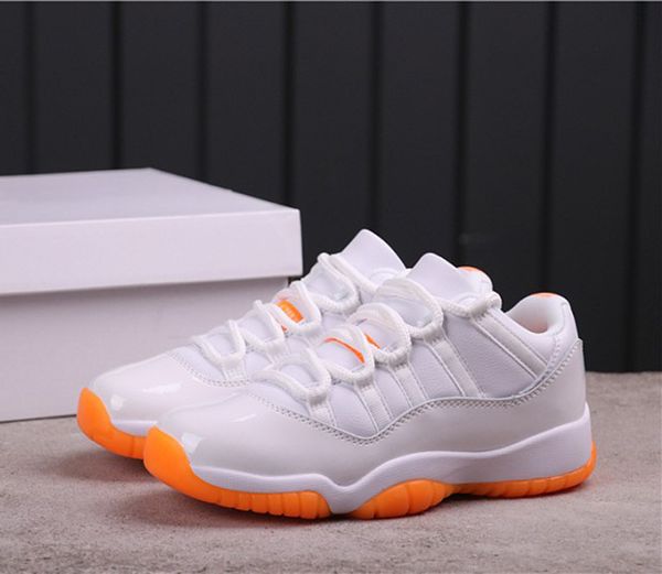 

11 low wmns bright citrus white men women athletic shoes jumpman 11s og ladies mens sports sneaker with box, White;red