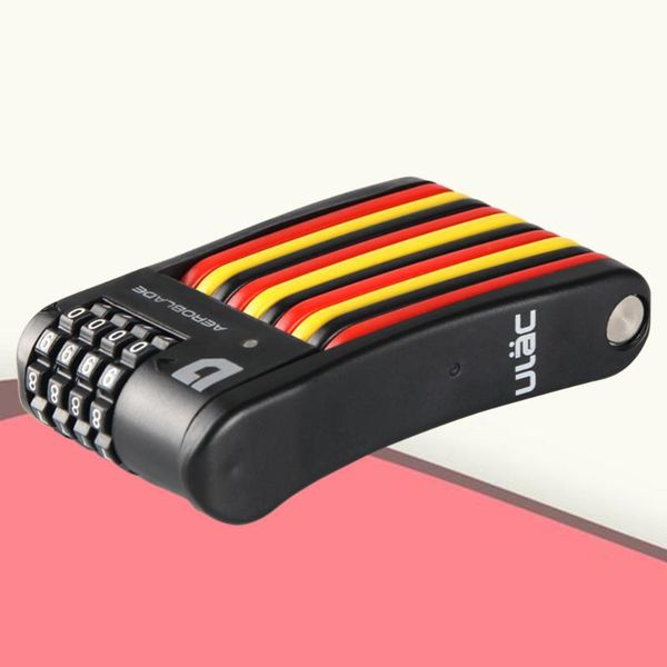 

bike locks 4 digit password lock folding metal anti-theft (black)