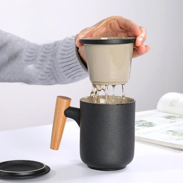 

mugs ceramic filter tea cup office home mug with lid water separation