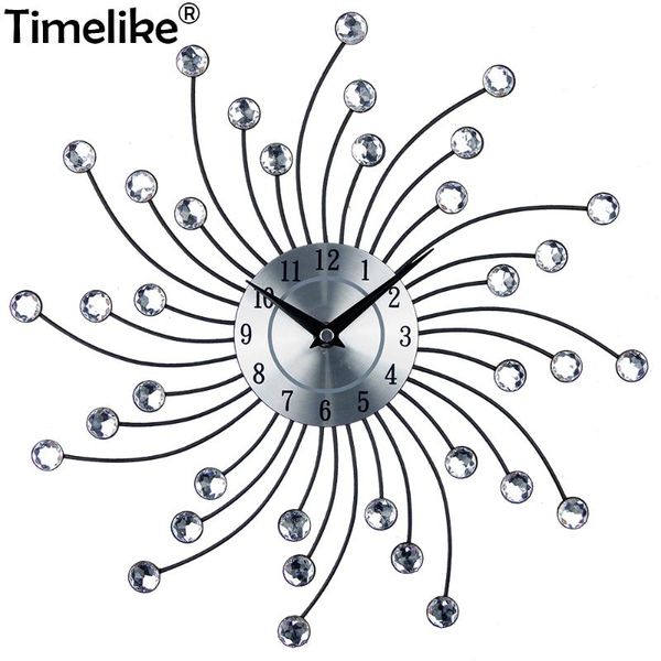 

wall clocks luxury clock vintage metal art diamond large watch sliver bead wandklok modern design home decor arrival