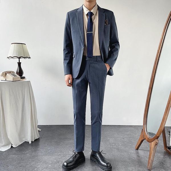 

men's suits & blazers oimg lightly cooked suits, business casual british one-button slim suit two-piece korean, White;black