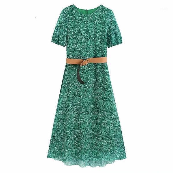 

casual dresses women vintage o neck short sleeve buckle printing casual slim chiffon dress ladies vestidos chic straight ds34011 ihbw, Black;gray