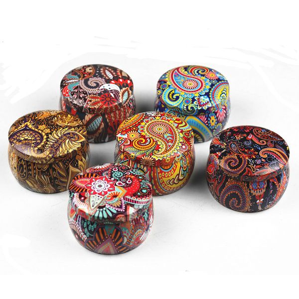 

small round tin box scented candle jar empty tinplate drum shape food candy tablet accessories storage boxes