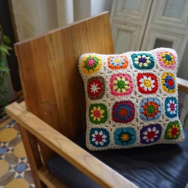 

cushion/decorative pillow handmade crochet granny white daisy flower pattern cushion home decorative 45x45cm/40x40cm