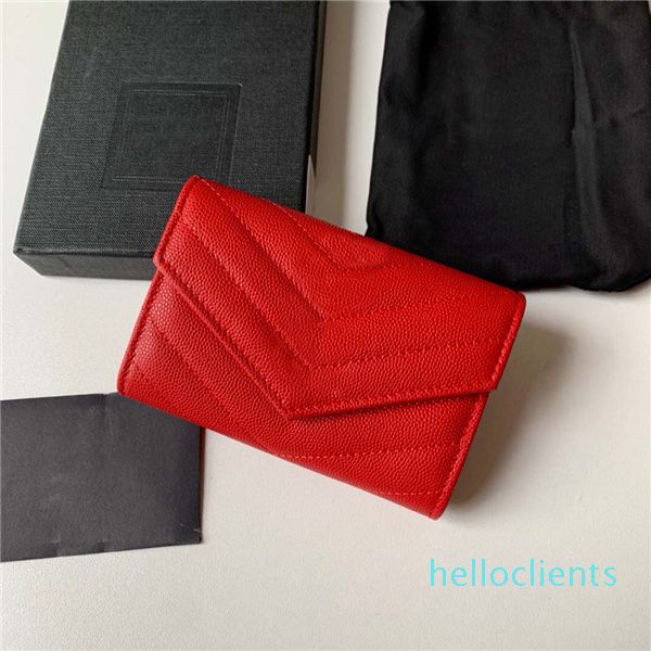

fashion selling classic wallet women full leather luxurys designer bag gold and silver buckle coin purse card holder 12cm, Red;black
